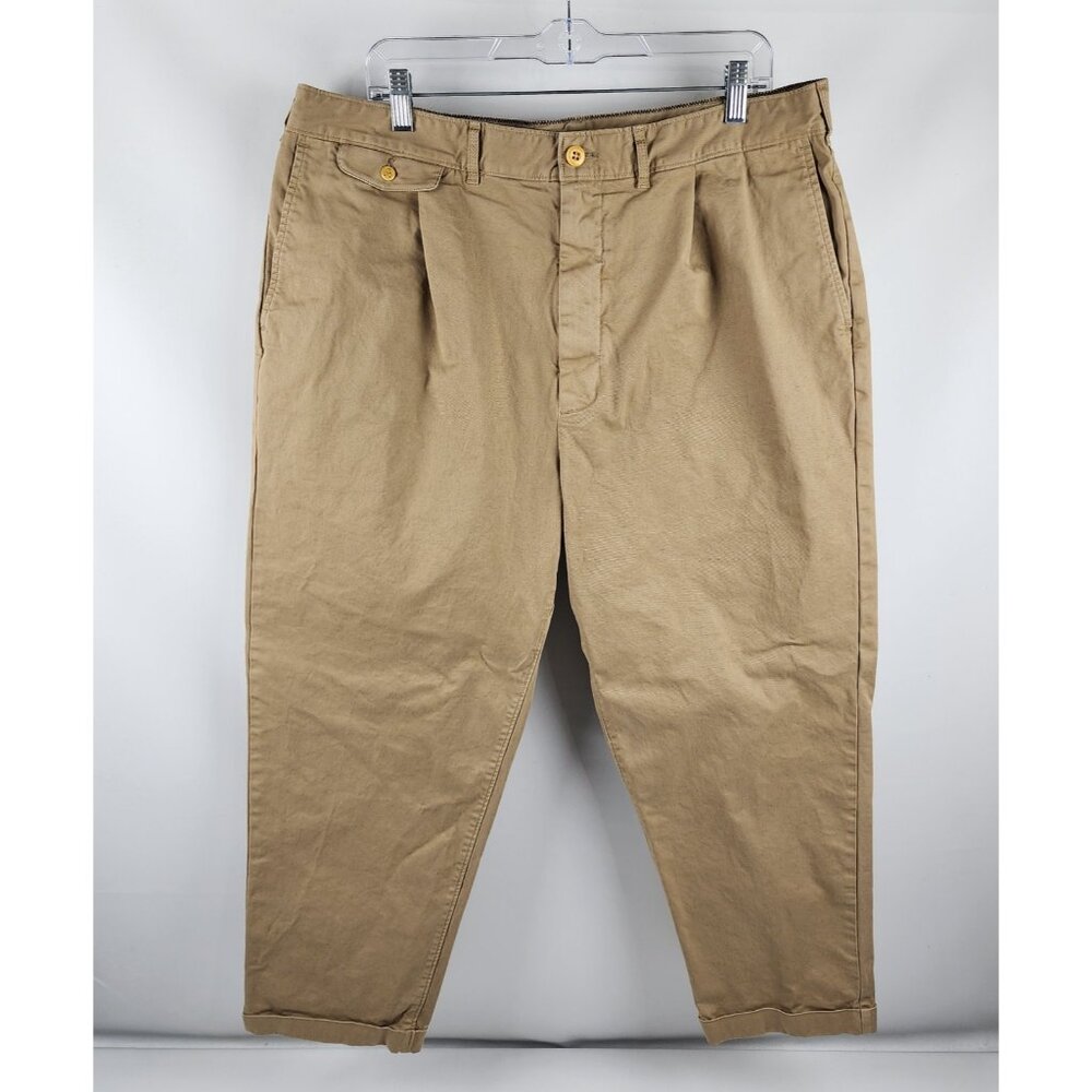 Alex Mill Pants Mens 38 Tan Chino Pleated Cuff Ankle (38x25)